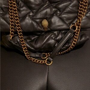 Kurt Geiger Black Quilted Shoulder Bag with Antique Gold Chain